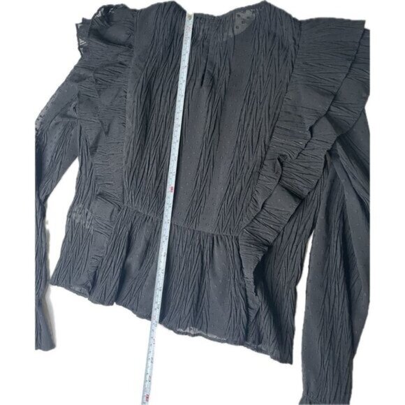Zara Black Ruffle Peplum Blouse Women’s Small Romantic Long Sleeve - Picture 9 of 9